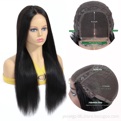 New Arrival Human Hair Straight Wave Lace Closure Wig 100% Unprocessed Raw Brazilian Virgin Cuticle Aligned Human Hair Wig